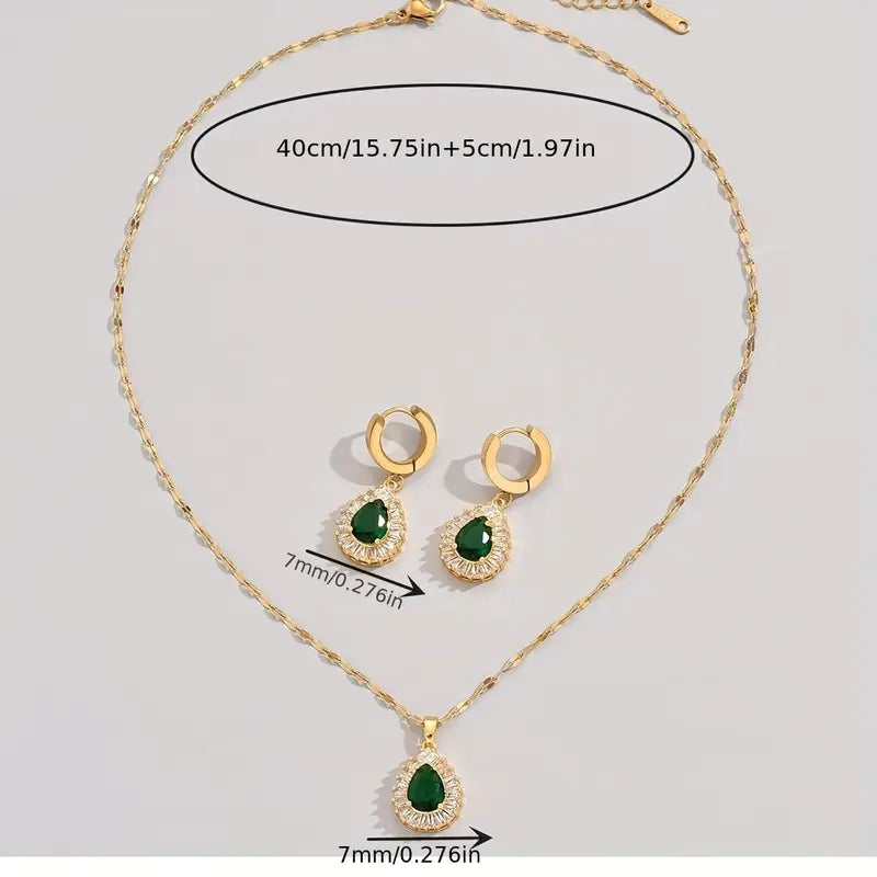 Aurelia – Emerald Teardrop Jewelry Set