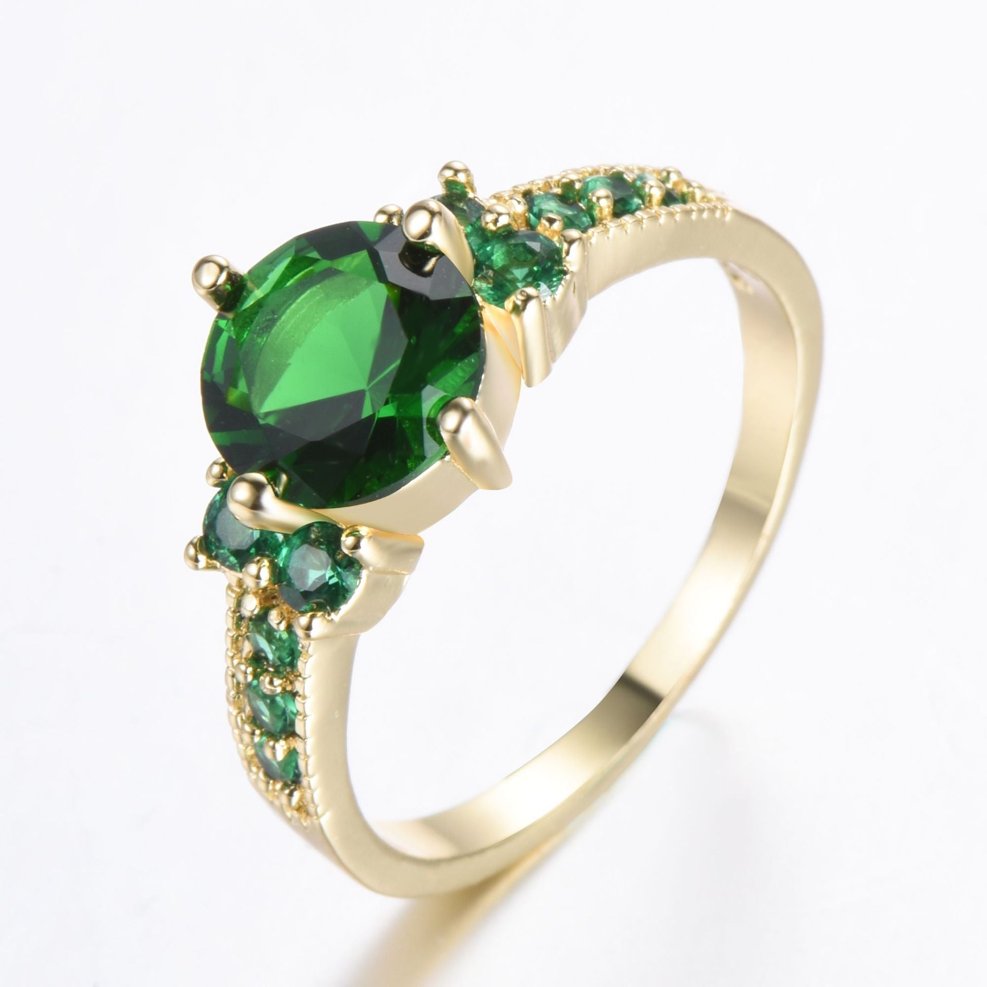 Liora – Emerald Halo Ring in Gold