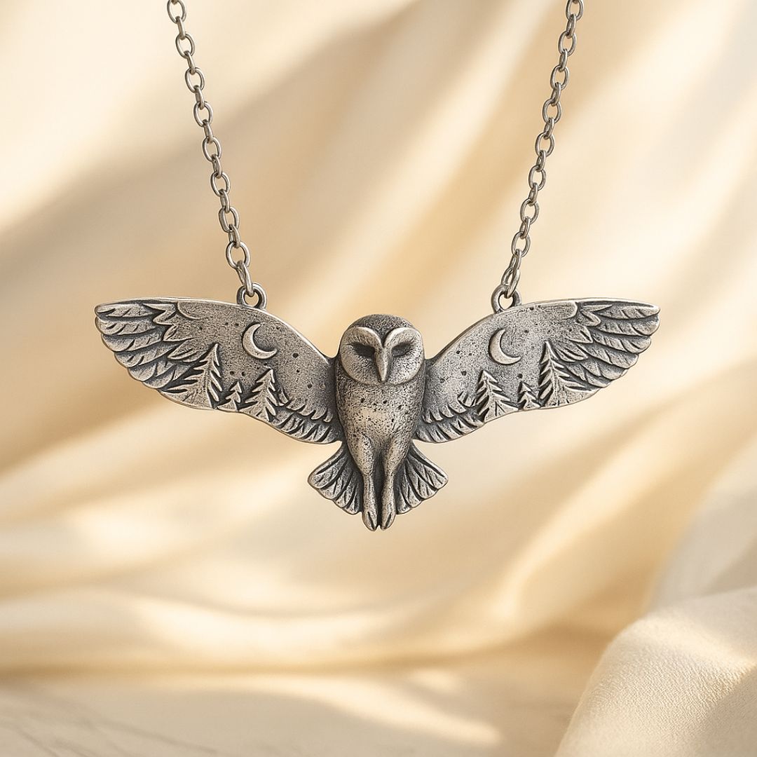 Elysia – Moonlit Owl Necklace