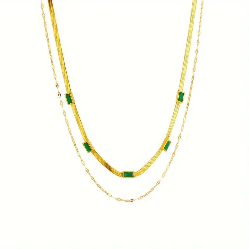 Valeria – Emerald Double Layer Necklace