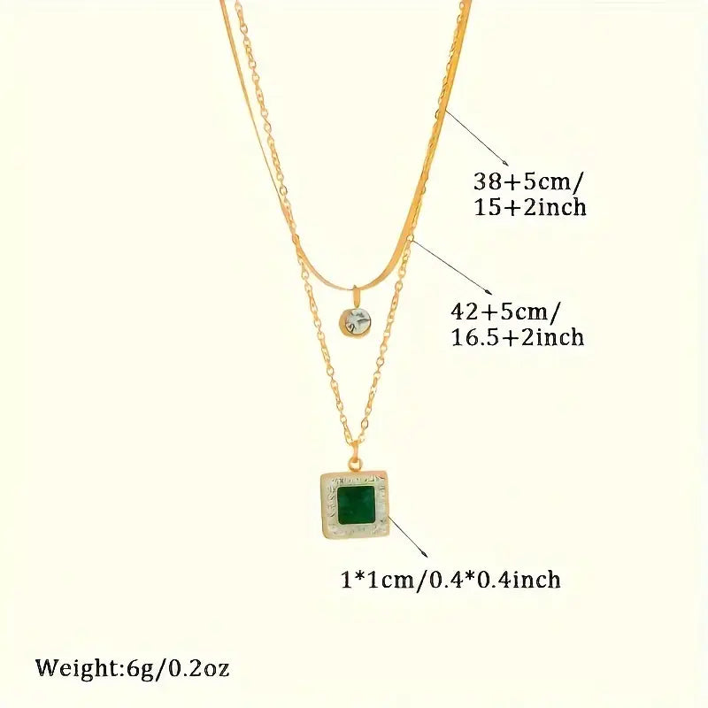 Amora – Layered Emerald Pendant Necklace