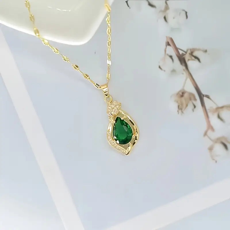 Liana – Emerald Gold Moretti Necklace