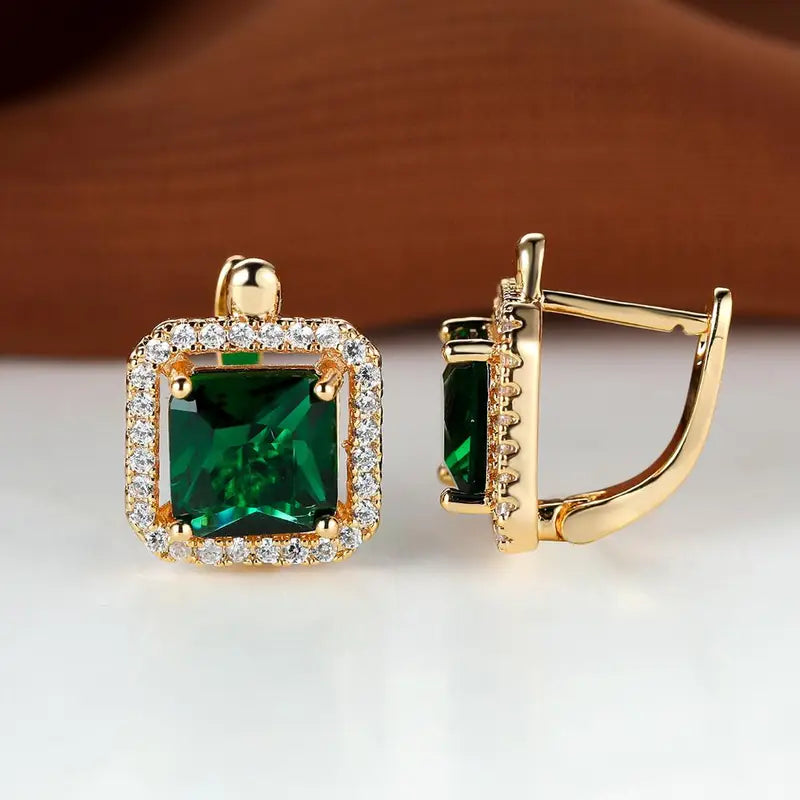 Marina – Emerald Square Earrings