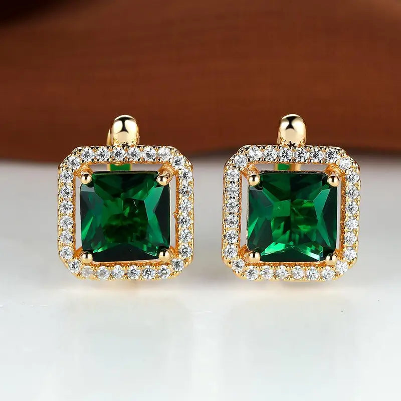 Marina – Emerald Square Earrings