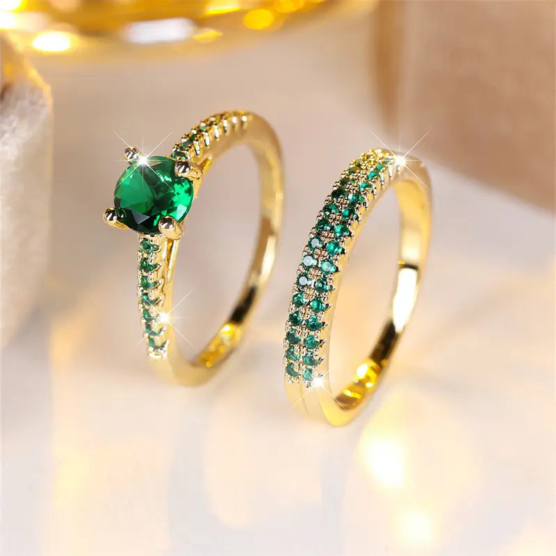 Helena – Emerald Duo Ring Set