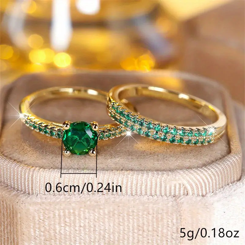 Helena – Emerald Duo Ring Set
