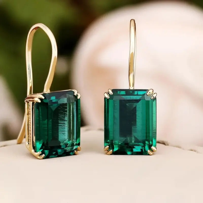 Talia – Emerald Gold Drop Earrings