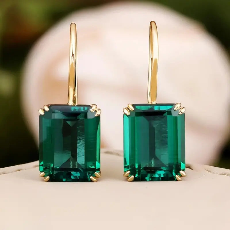 Talia – Emerald Gold Drop Earrings