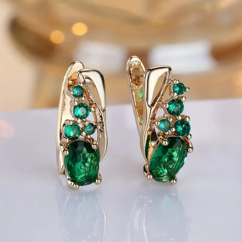 Althea – Emerald Cluster Hoop Earrings