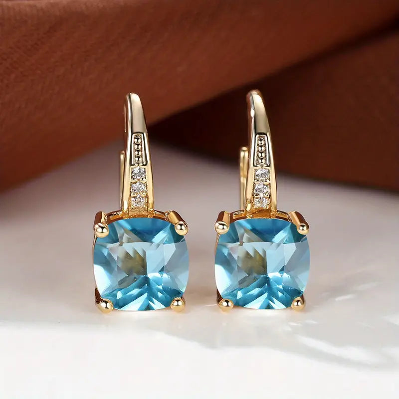 Celina – Sapphire Gold Hoop Earrings