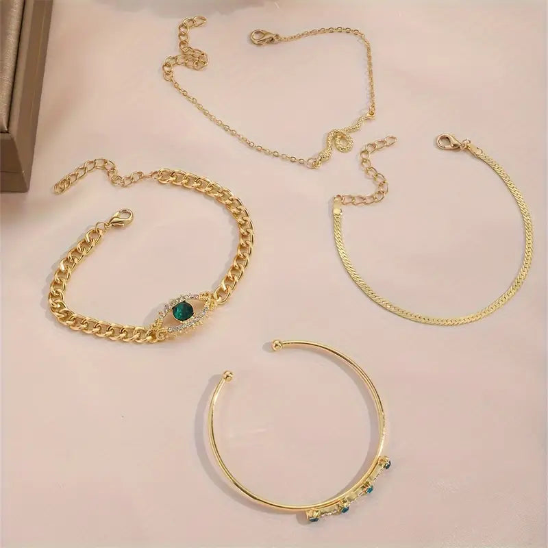 Harper – Emerald Gold Bracelet Set