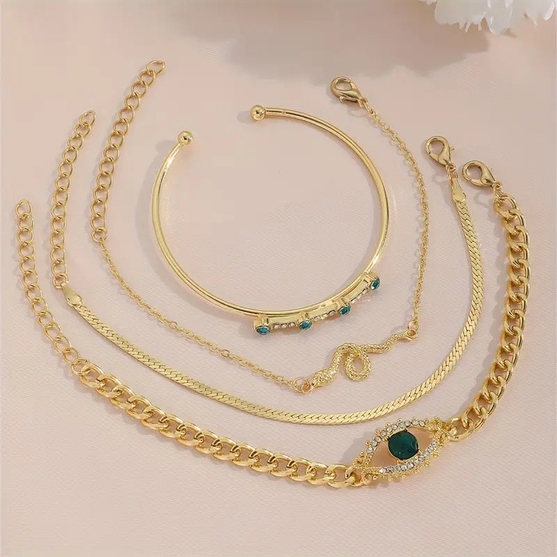 Harper – Emerald Gold Bracelet Set