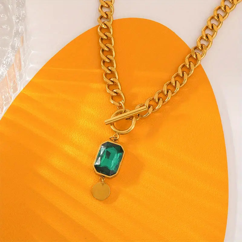 Marisol – Chunky Emerald Pendant Necklace