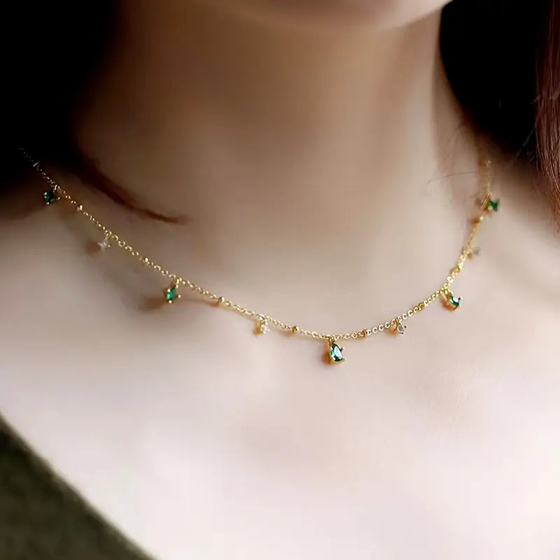 Selene – Dainty White Gold Charm Necklace