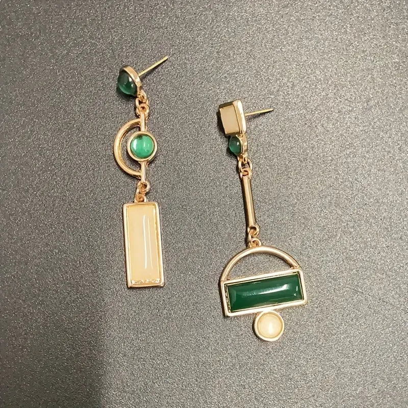 Brielle – Emerald Gold Geometric Earrings