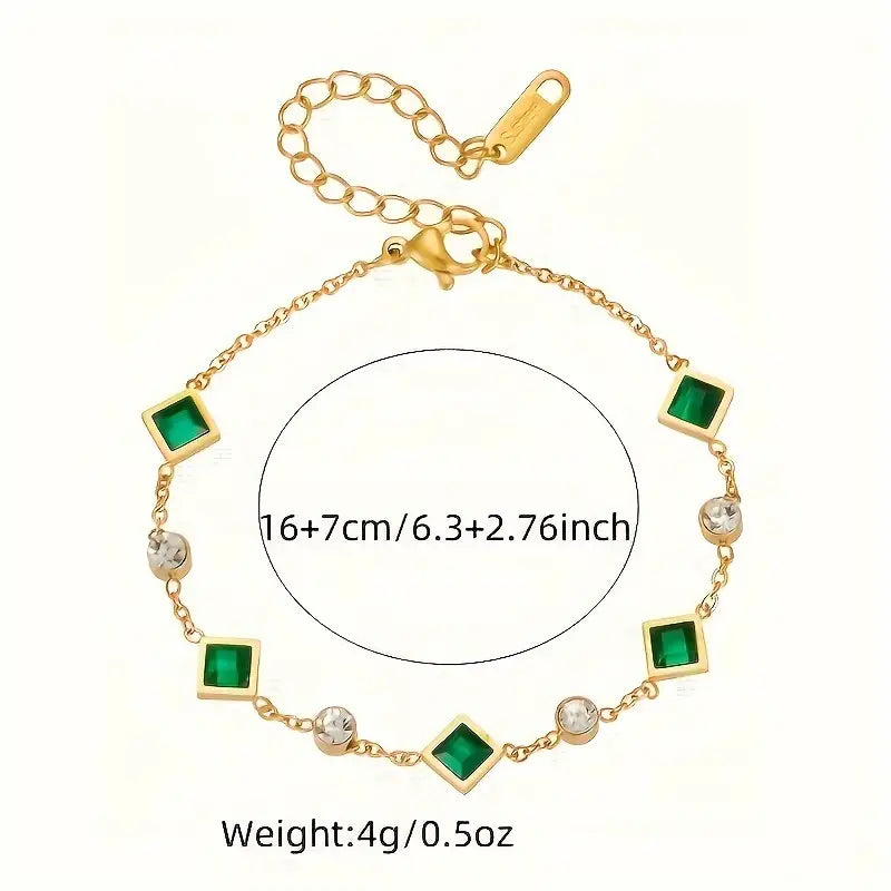 Maribel – Emerald Charm Gold Bracelet