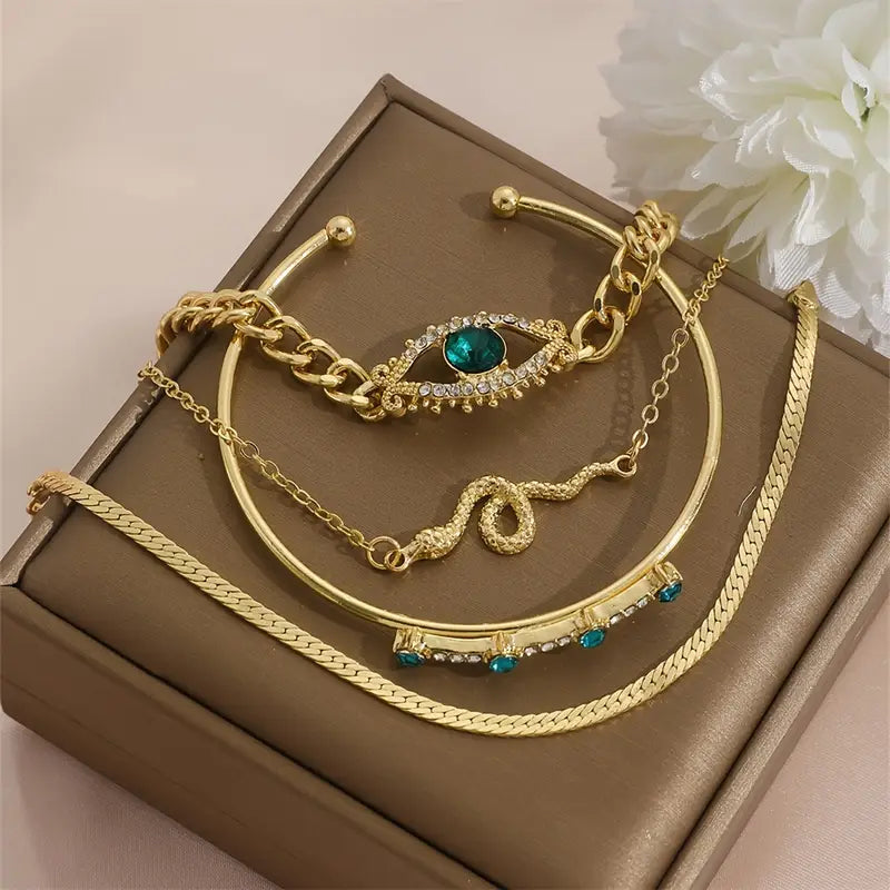 Harper – Emerald Gold Bracelet Set