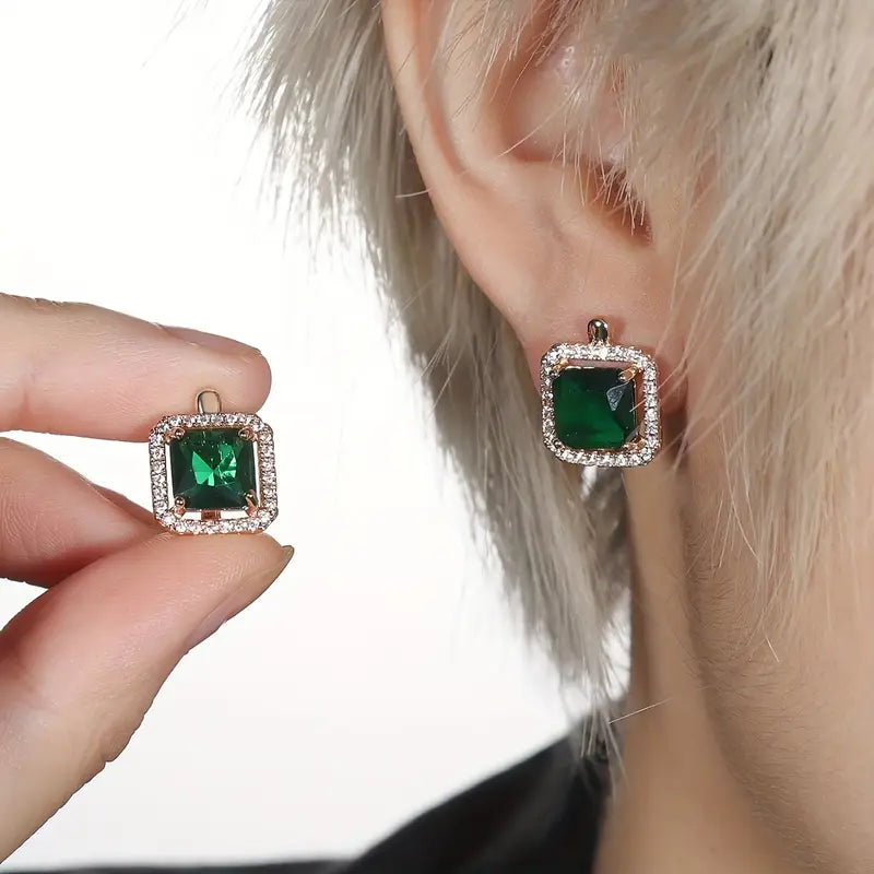 Marina – Emerald Square Earrings