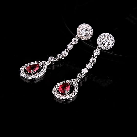 Elysia – Ruby Halo White Gold Jewelry Set