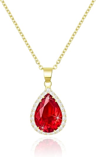 Arlina – Ruby Gold Teardrop Pendant Necklace