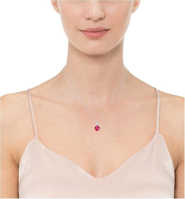 Selestia – Round Cut Ruby White Gold Necklace