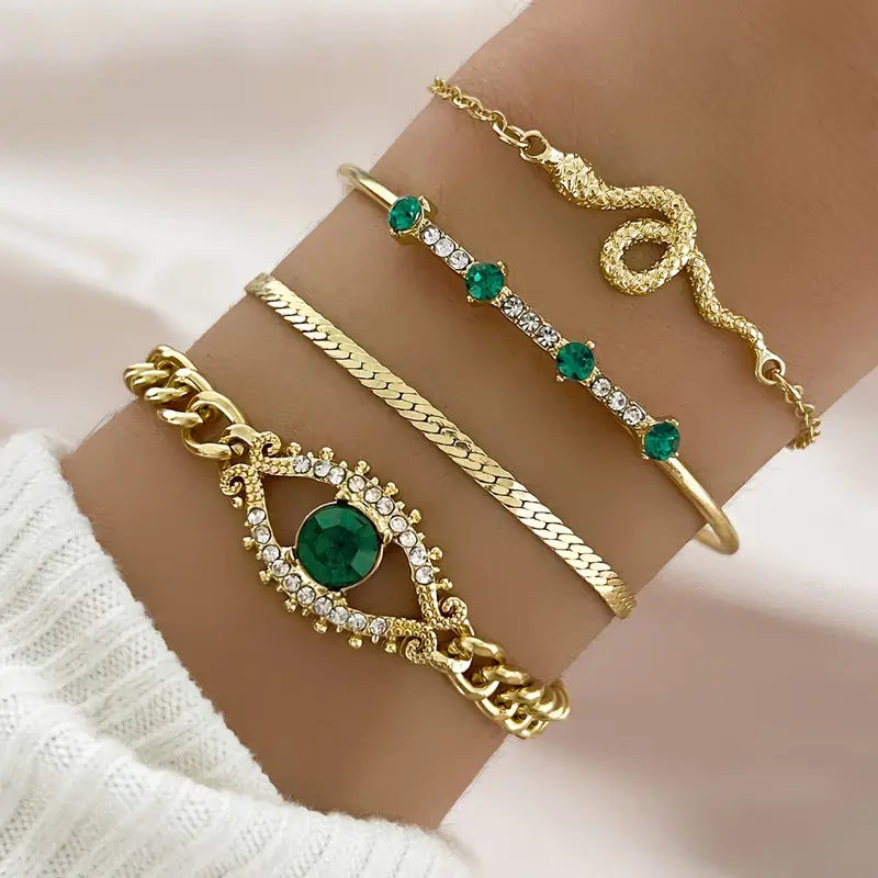 Harper – Emerald Gold Bracelet Set