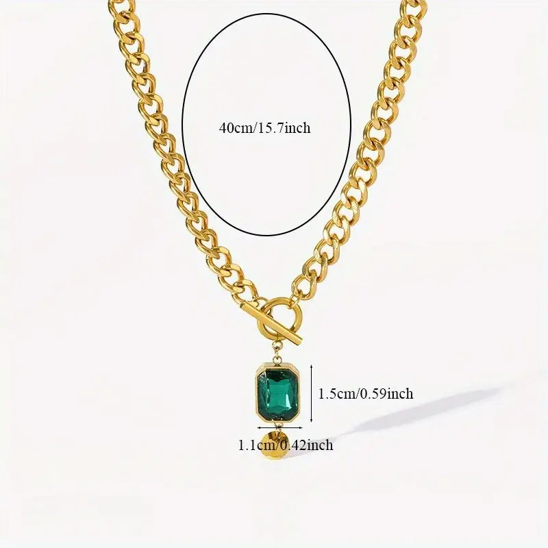 Marisol – Chunky Emerald Pendant Necklace
