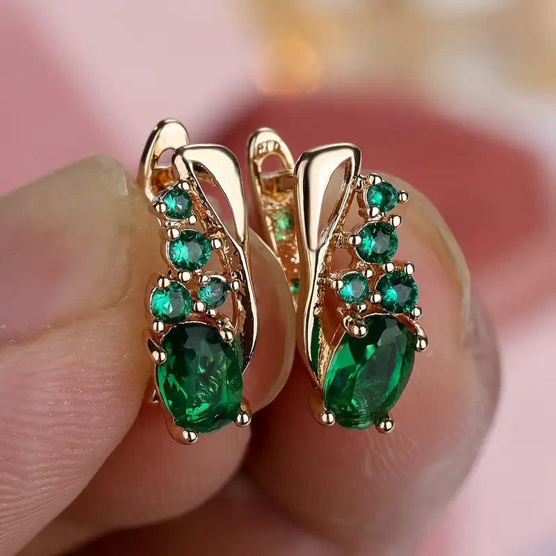 Althea – Emerald Cluster Hoop Earrings
