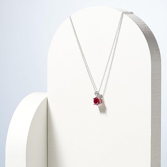 Selestia – Round Cut Ruby White Gold Necklace