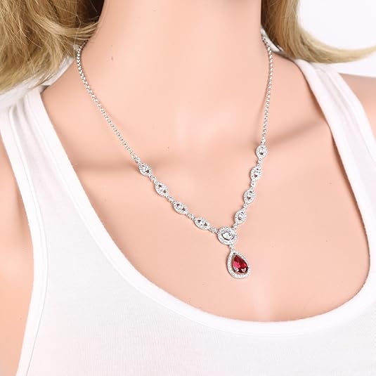 Elysia – Ruby Halo White Gold Jewelry Set