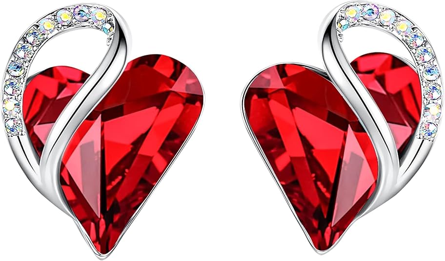 Vienna – Infinity Heart Ruby White Gold Earrings