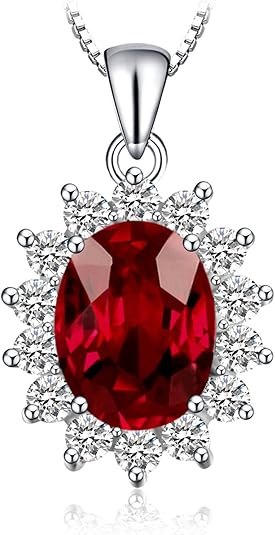 Aveline – Classic Ruby Halo White Gold Necklace