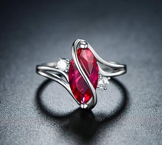 Marise – Ruby Marquise White Gold Ring