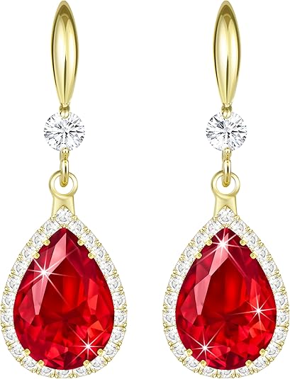 Seraphina – Ruby Gold Teardrop Earrings