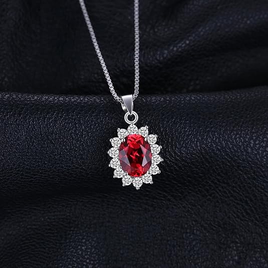 Aveline – Classic Ruby Halo White Gold Necklace