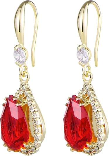 Seraphina – Ruby Gold Teardrop Earrings