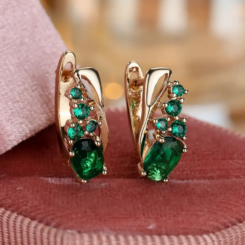 Althea – Emerald Cluster Hoop Earrings