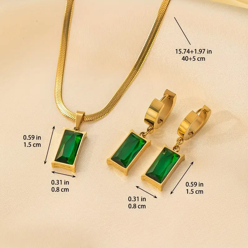 Elara – Emerald Gold Jewelry Set
