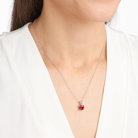 Selestia – Round Cut Ruby White Gold Necklace