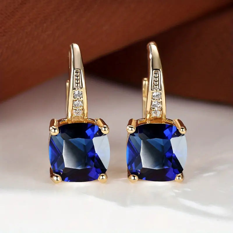 Celina – Sapphire Gold Hoop Earrings