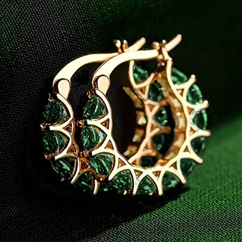 Brooklyn – Emerald Hoop Earrings