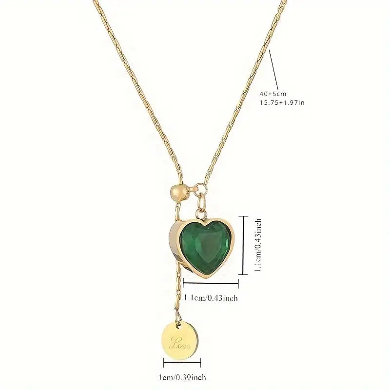 Arlette – Emerald Gold Heart Necklace