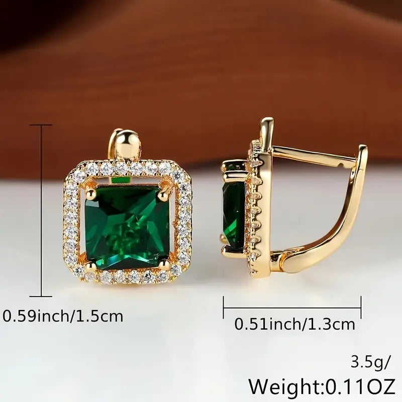 Marina – Emerald Square Earrings