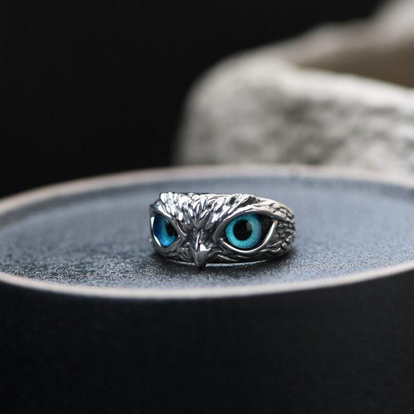 Maribel – Blue-Eyed Owl Statement Ring