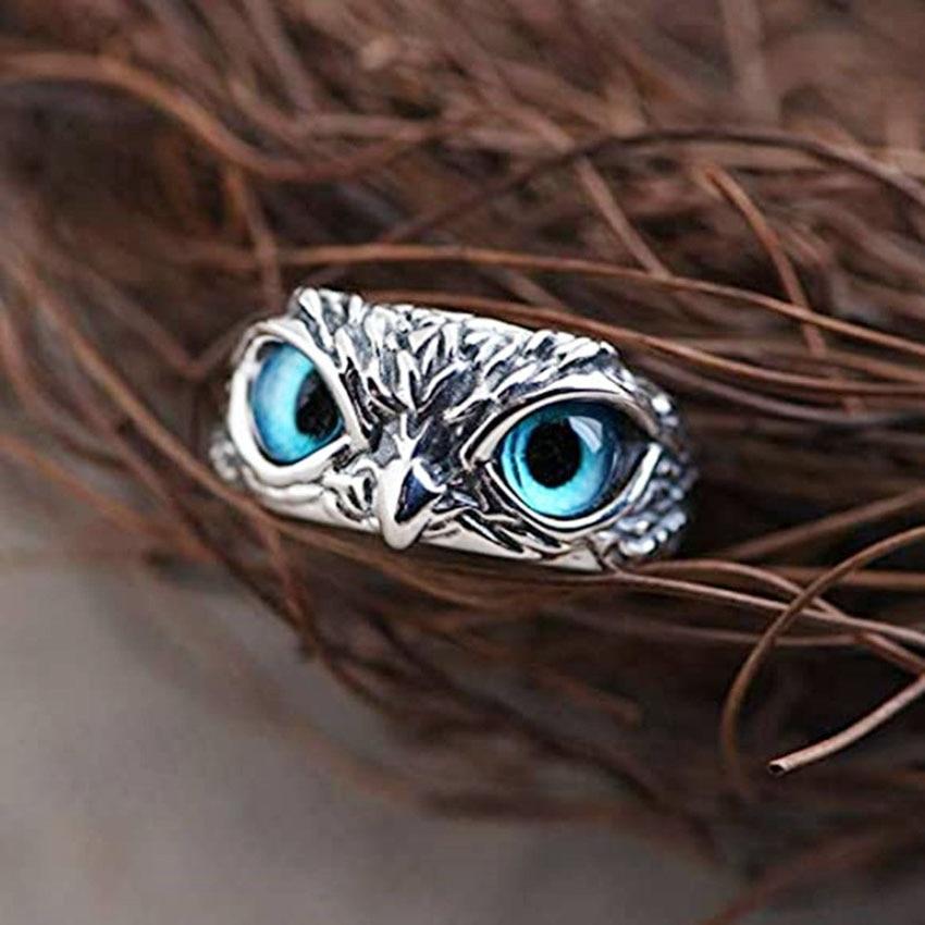 Maribel – Blue-Eyed Owl Statement Ring