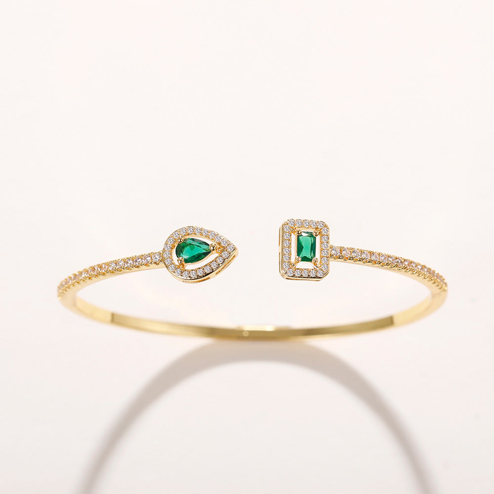 Lynelle – Dual Emerald Open Bracelet