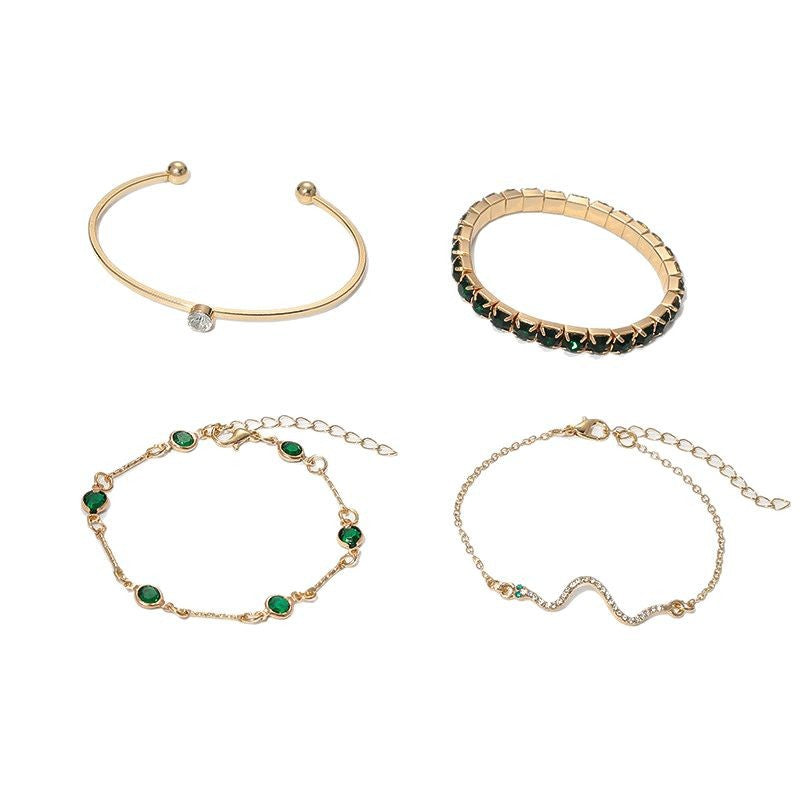 Marcelline – Emerald Gold Bracelet Set