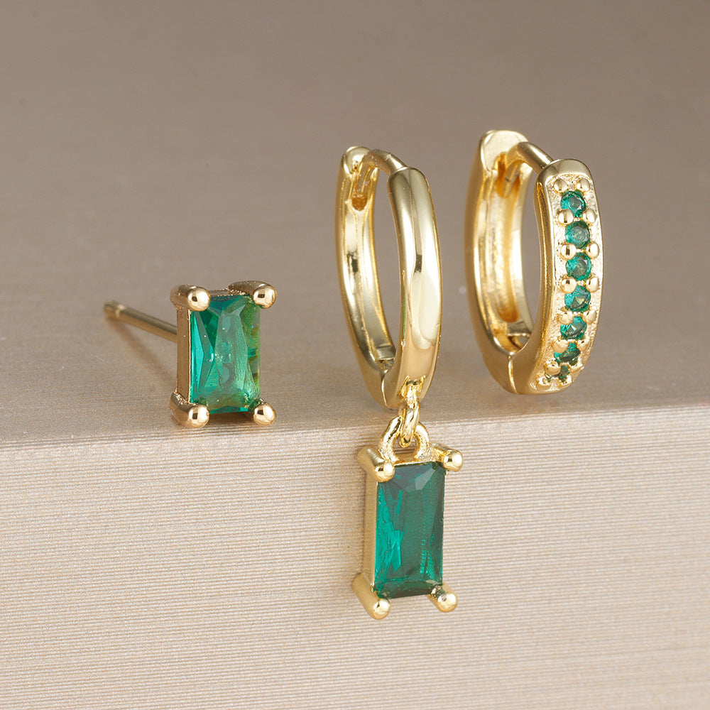 Adriana – Emerald Duo Earrings Set