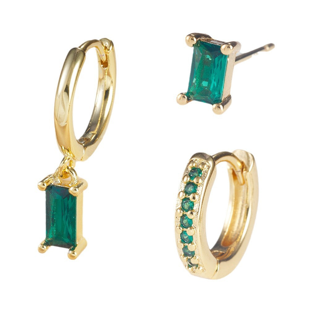 Adriana – Emerald Duo Earrings Set