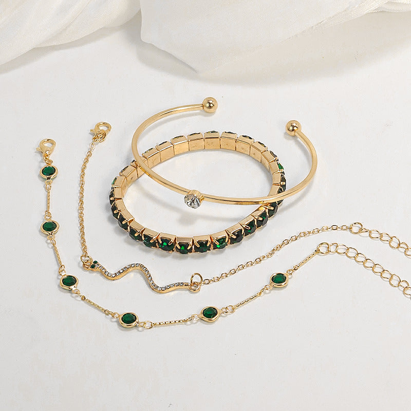 Marcelline – Emerald Gold Bracelet Set